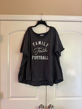 Maurices Black 'Family Faith Football' Graphic Tee 3/4X